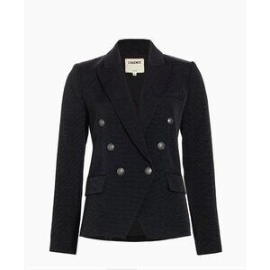 L'Agence Kenzie Double Breasted Blazer Jacket 6 Ribbed EUC Black